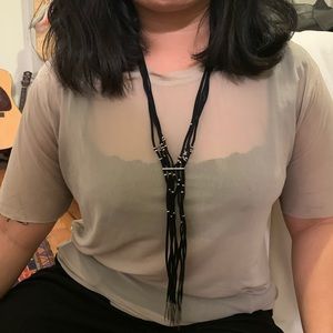 Free People leather fringe necklace